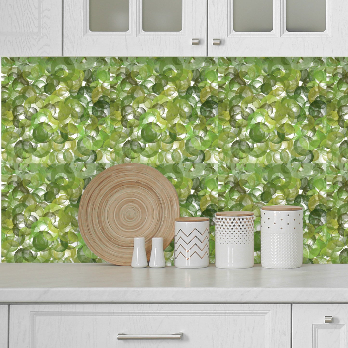 Green Bubbles peel and stick Wallpaper Panels