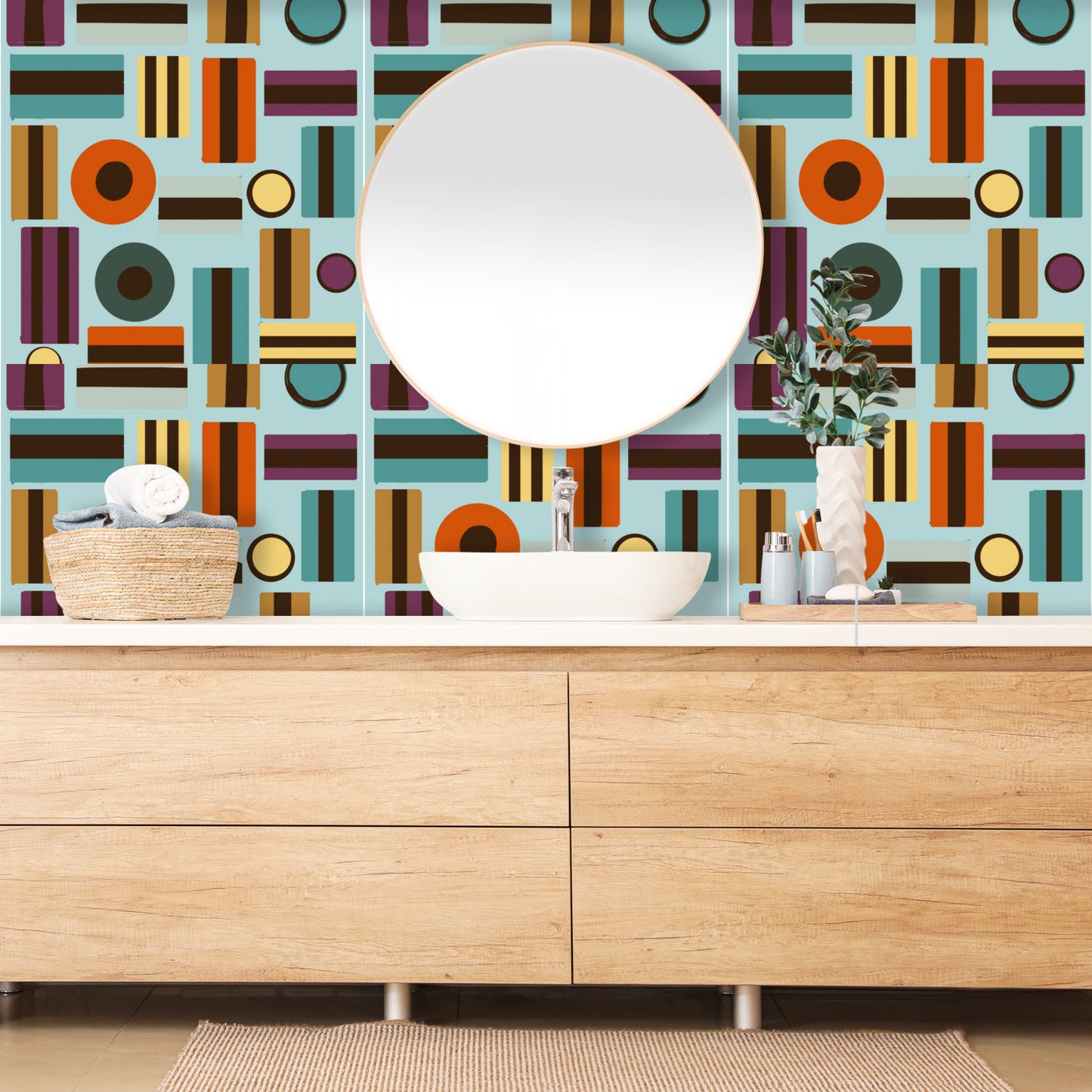 Retro Shapes peel and stick Wallpaper Panels