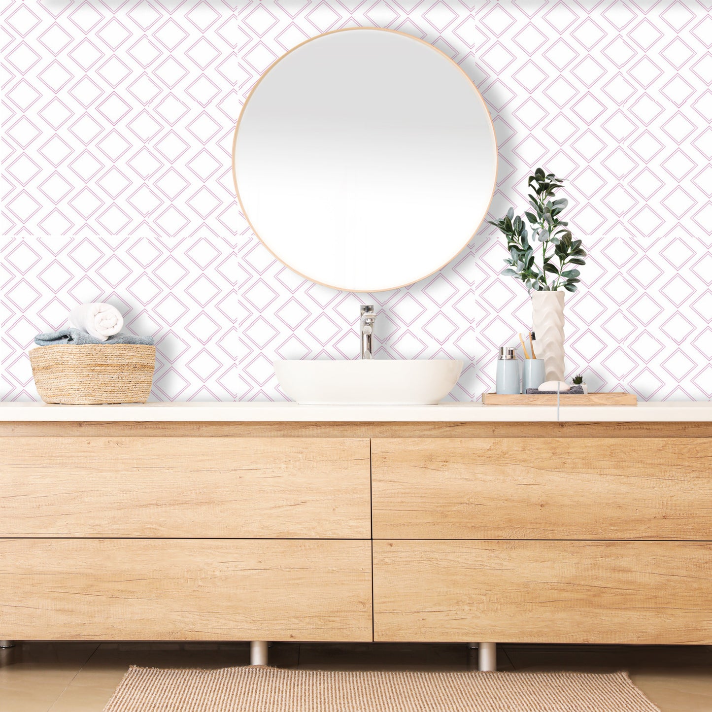 Pink Diamond peel and stick Wallpaper Panels