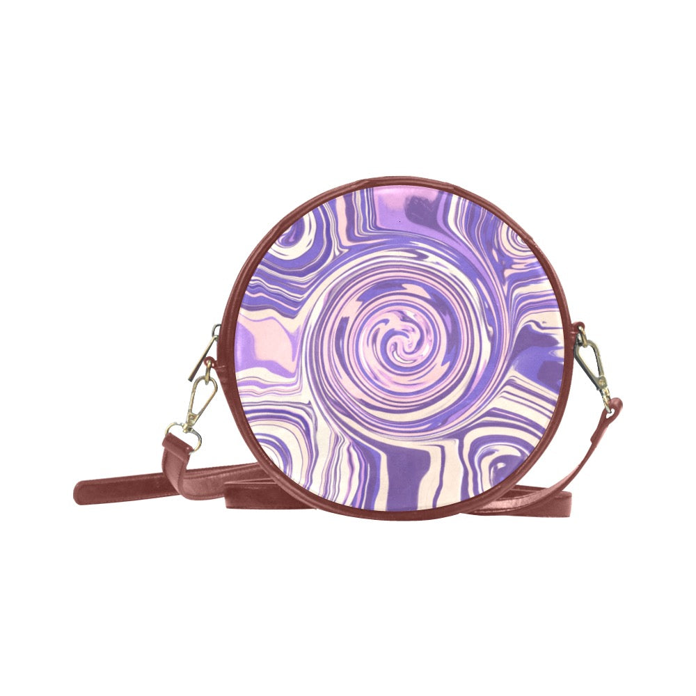 Round Messenger Bag purple swirl