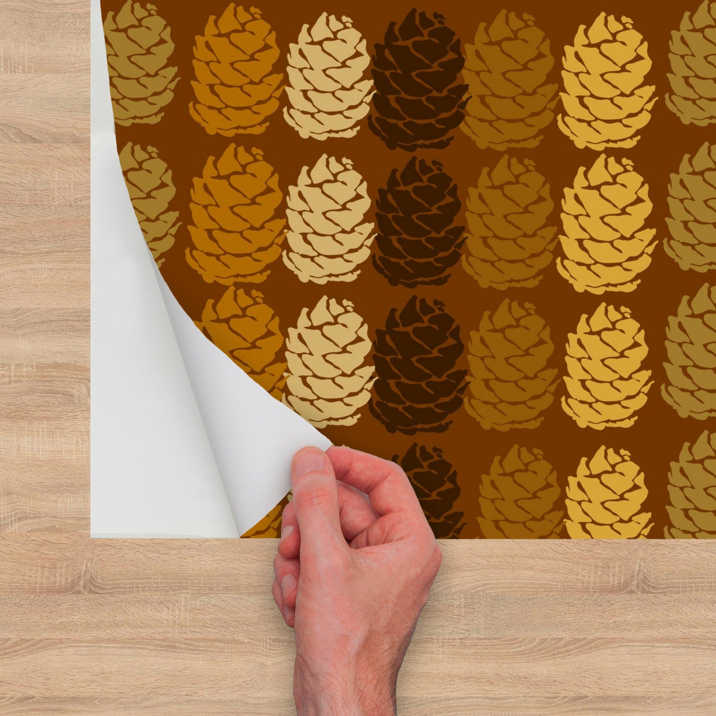 Striped Pinecones Peel and Stick Wallpaper Roll