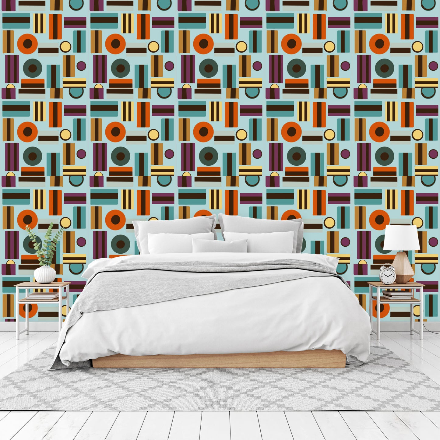 Retro Shapes peel and stick Wallpaper Panels