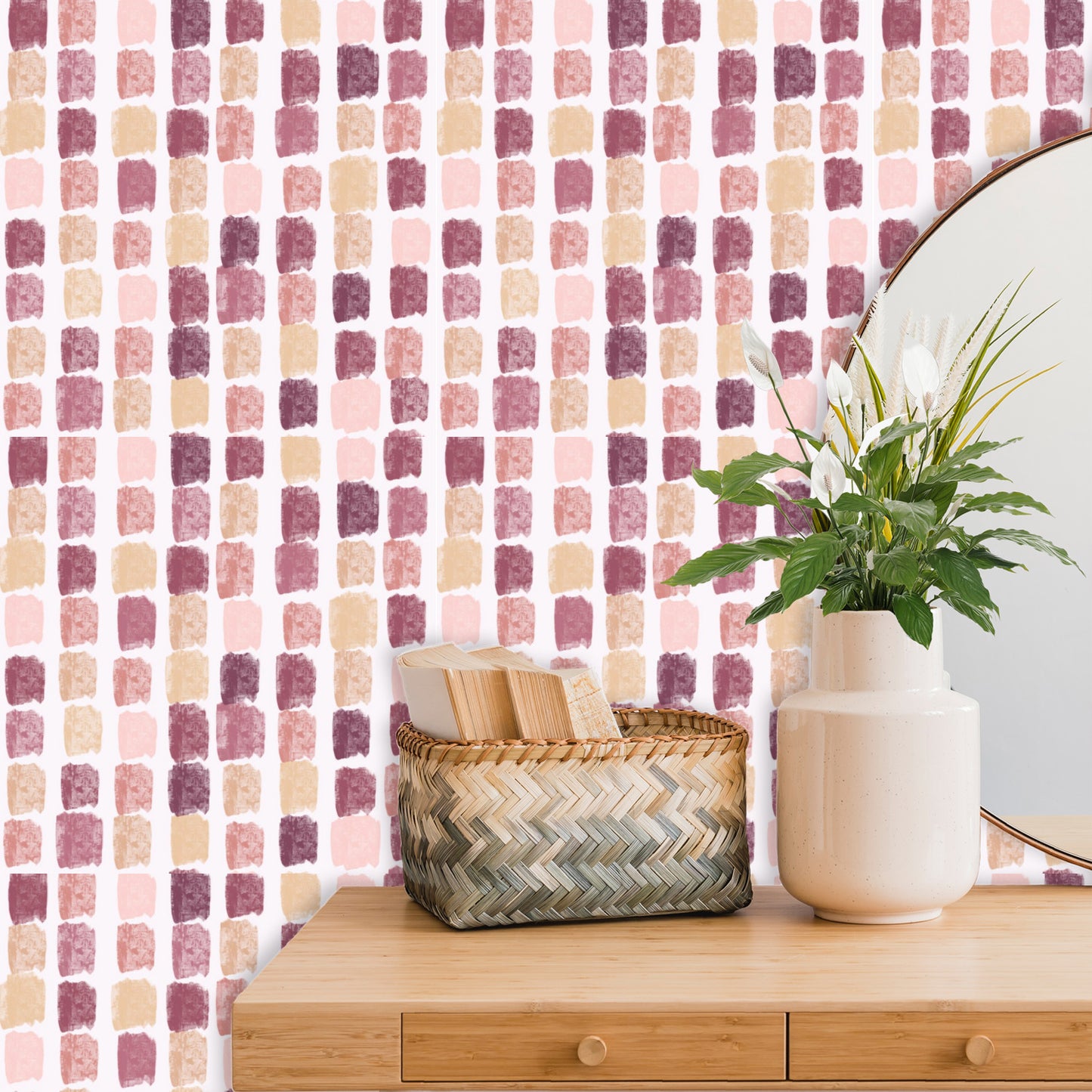 Blots of pinks Peel and Stick Wallpaper Roll