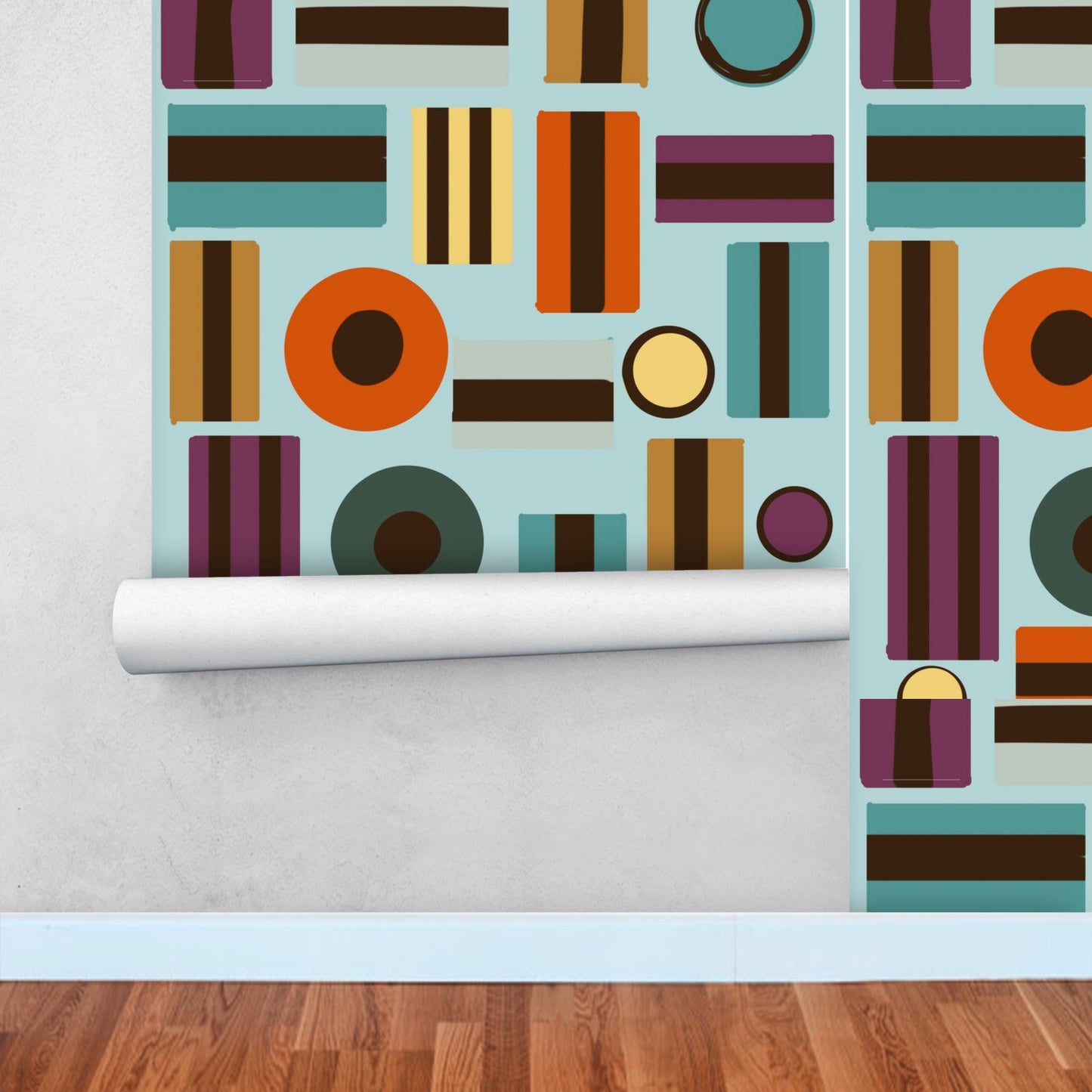 Retro Shapes peel and stick Wallpaper Panels