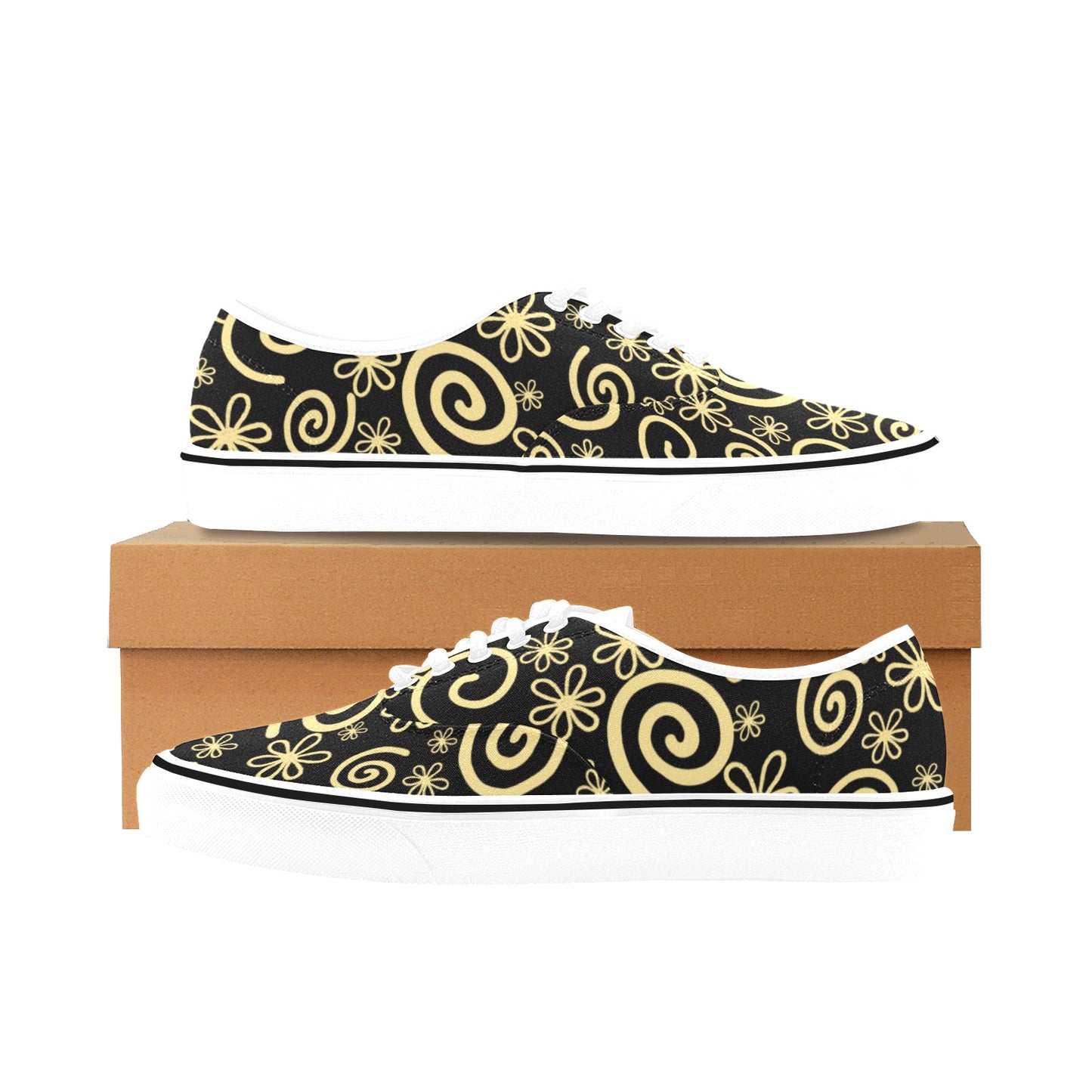 Unisex Classic Canvas Low Top Shoe gold swirls