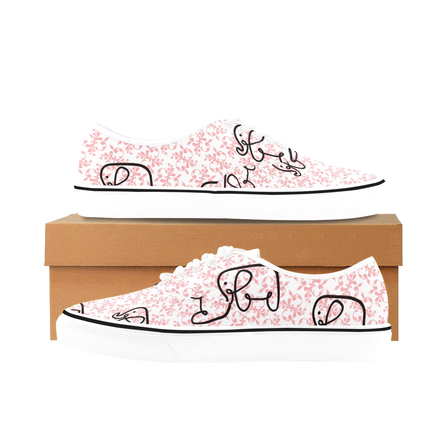 Unisex Classic Canvas Low Top Shoes pink elephants