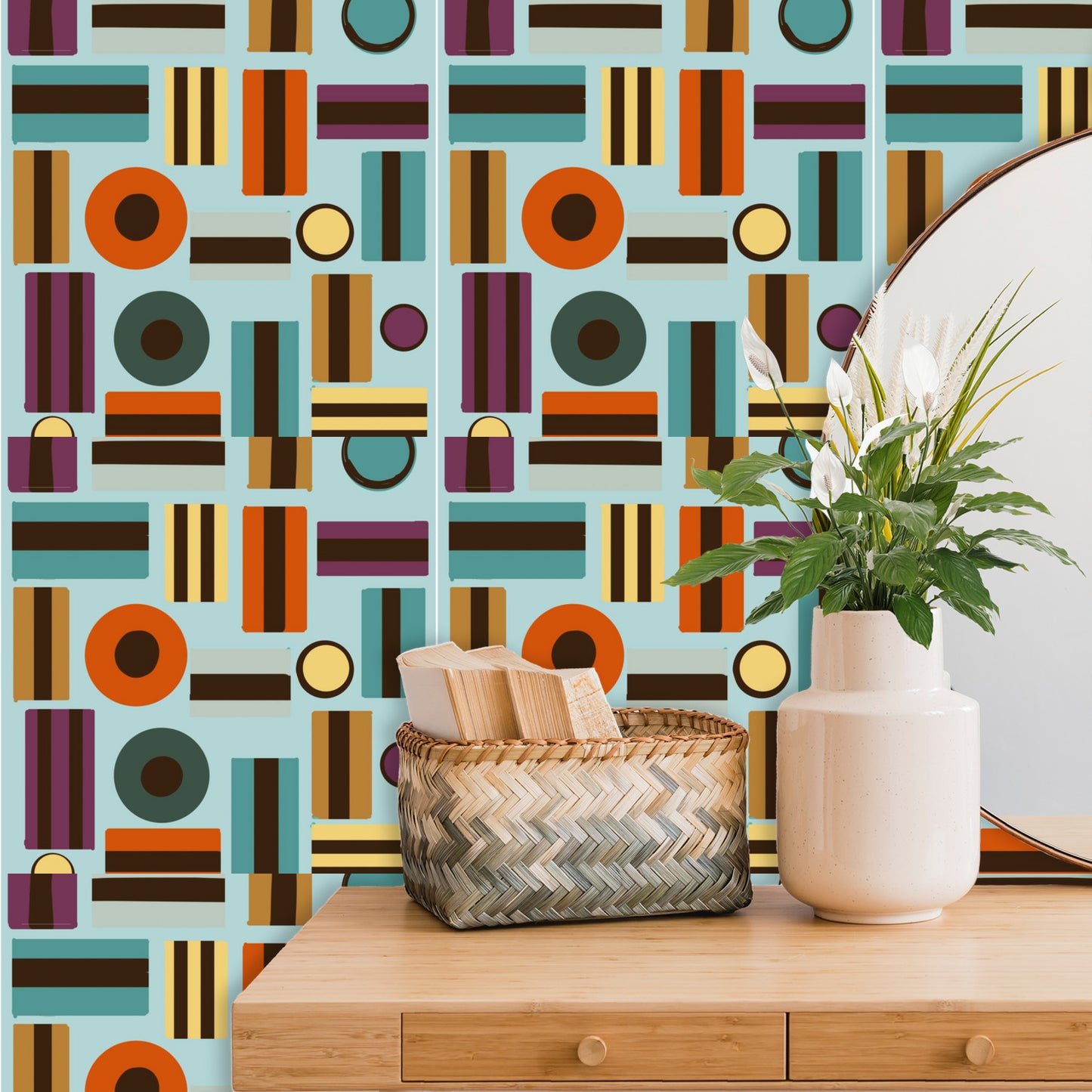 Retro Shapes peel and stick Wallpaper Panels