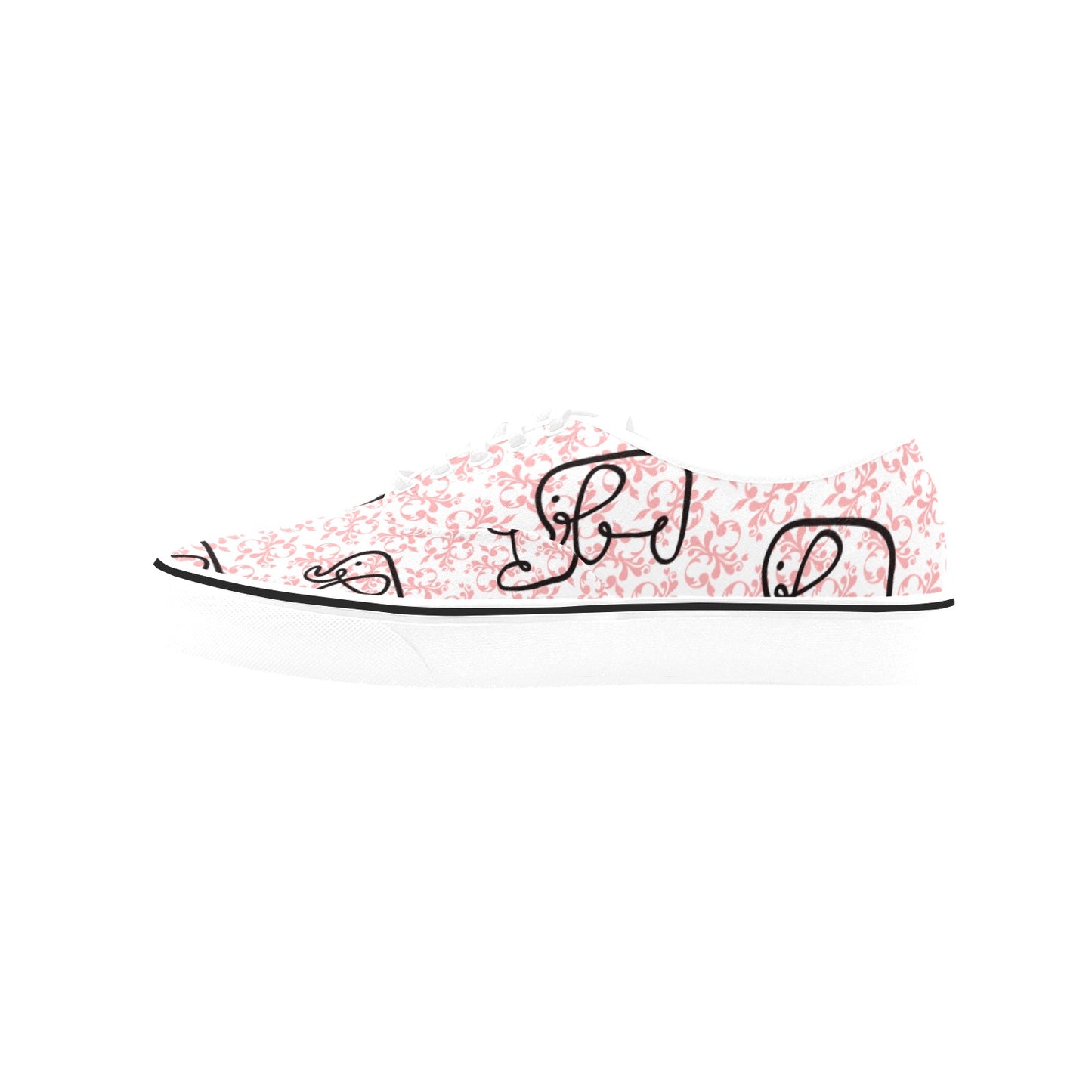 Unisex Classic Canvas Low Top Shoes pink elephants