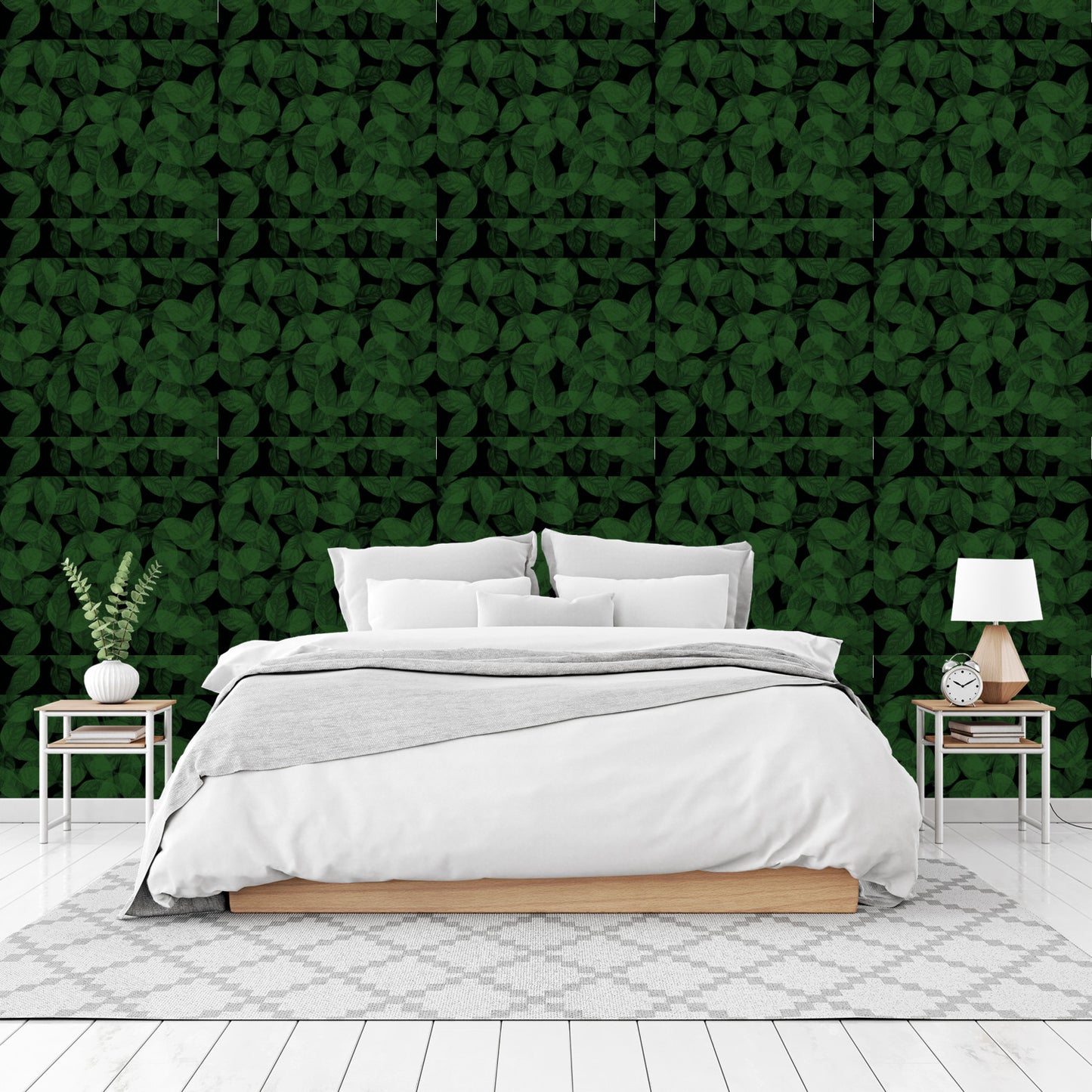 Moody Green leaves Wallpaper Panels