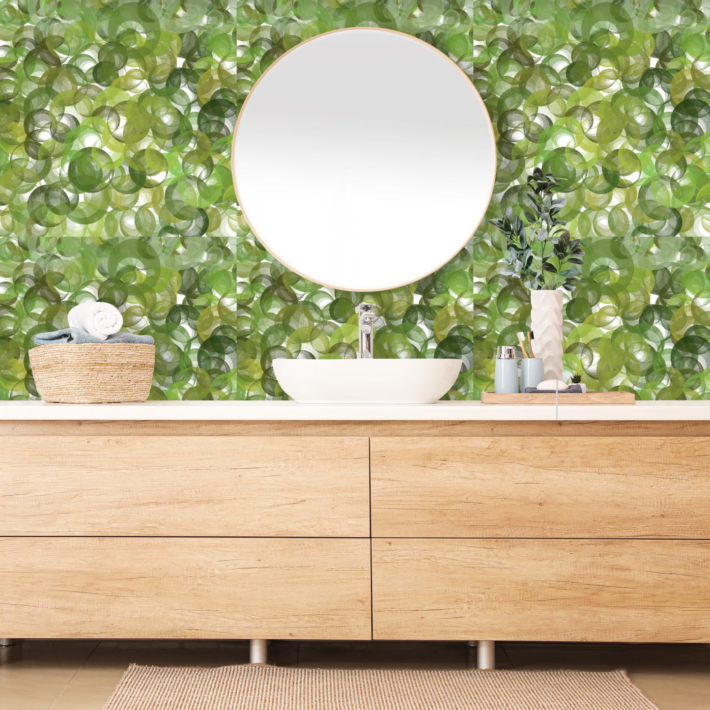 Green Bubbles peel and stick Wallpaper Panels