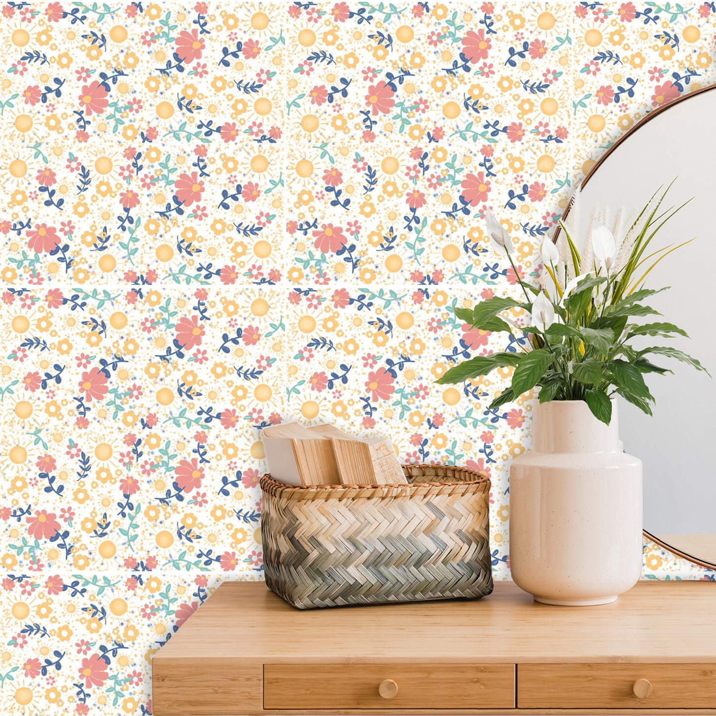 Tiny Flowers peel and stick Wallpaper Panels