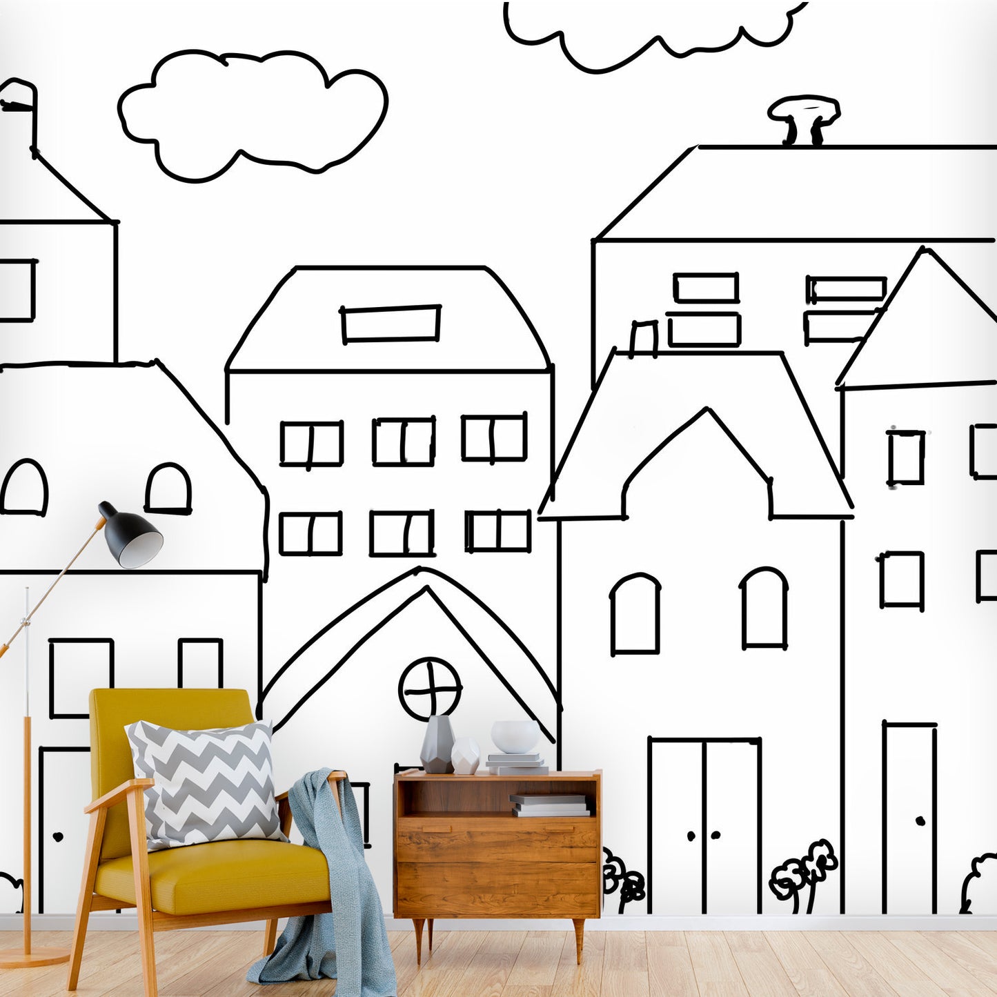 Color my Walls Tiny City Wall Murals