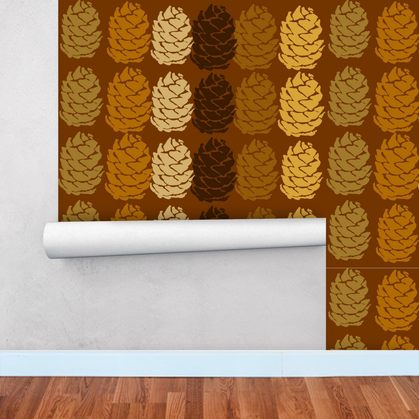 Striped Pinecones Peel and Stick Wallpaper Roll