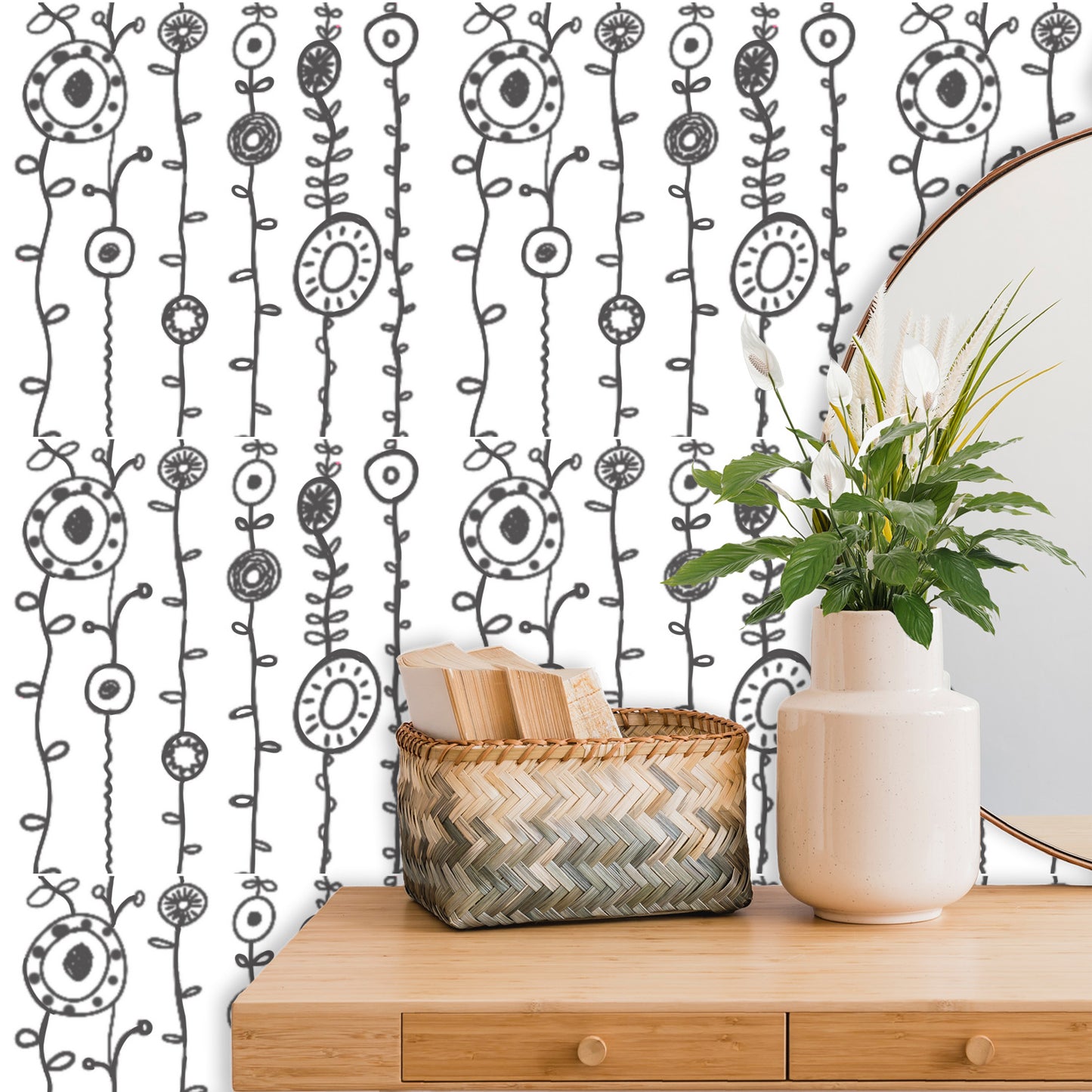 Flowers on the Vine Wallpaper Panels